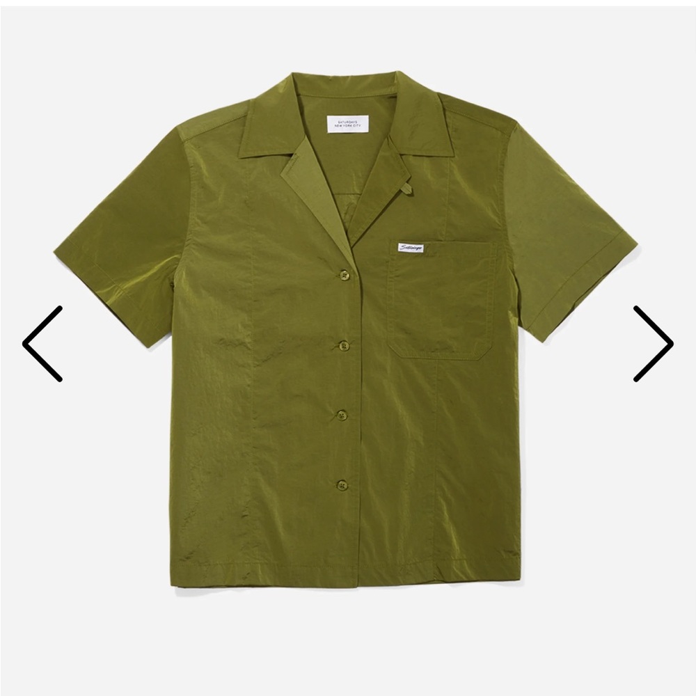 Dani nylon camp collar short sleeve shirt / dark citron